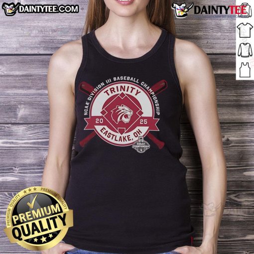 Good Trinity University NCAA Division III Baseball Championship tank top in Eastlake, OH, 2025 design for fans.