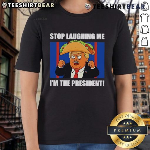 Funny 'Good Trump Always Chickens Out' tee for women, featuring humor about Trump and tacos. Perfect for casual wear!