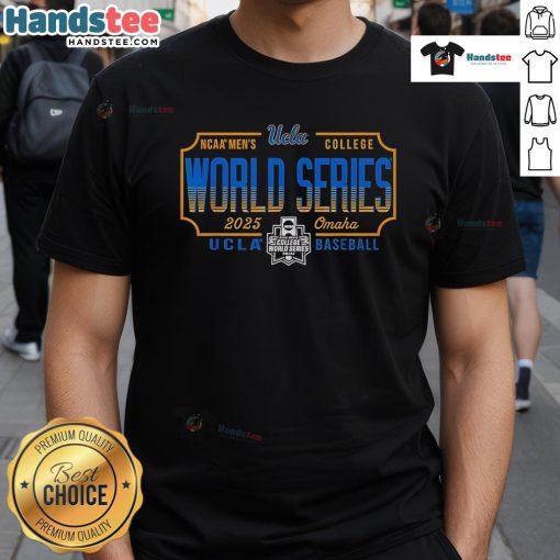 UCLA Bruins 2025 College World Series baseball T-shirt featuring team logo and vibrant design for fans.