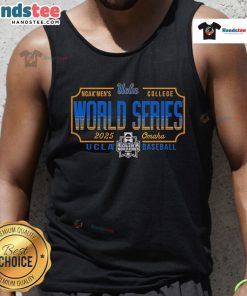 Alt Text: UCLA Bruins College World Series 2025 baseball tank top showcasing team pride and sporty style.
