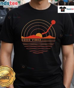 Good Vibez Record Sunset T-Shirt featuring a vibrant sunset design, perfect for music lovers and casual wear.