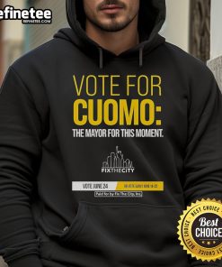 Alt Text: Good Vote For Cuomo hoodie featuring bold text, supporting the mayor during crucial moments in urban leadership.