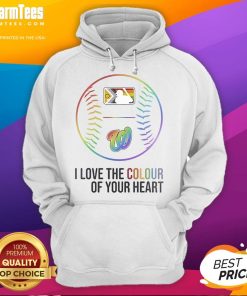 Good Washington Nationals baseball hoodie for Pride Month 2025, featuring vibrant heart design and team colors.