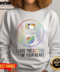 Good Washington Nationals baseball sweatshirt for Pride Month 2025, featuring heart design and vibrant colors.