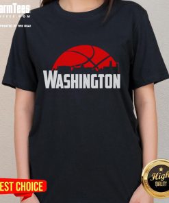 Stylish 2025 ladies tee featuring the Washington Wizards cityscape skyline, perfect for fans and casual wear.