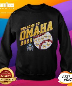 Good Welcome to Omaha 2025 LSU Tigers sweatshirt in vibrant colors, perfect for fans supporting their team.