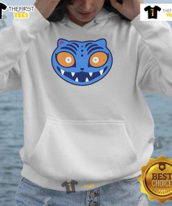 Good Zoey wearing a colorful derpy tiger hoodie, showcasing a fun and playful style in a vibrant setting.