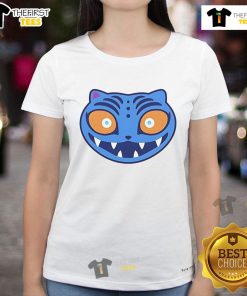 Alt Text: Good Zoey wearing a cute Derpy Tigers ladies tee, showcasing a playful and stylish design perfect for casual outings.