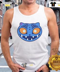 Good Zoey wearing a playful derpy tigers tank top, showcasing a fun and colorful design perfect for summer outfits.