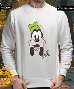 Goofy Disney big face sweatshirt featuring a vibrant graphic of Goofys iconic face on a cozy pullover.