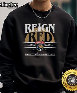 Official Florida Panthers 2025 Stanley Cup Champions sweatshirt featuring hometown DNA design in team colors.