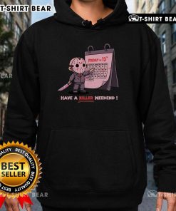 Happy Friday the 13th hoodie featuring spooky graphics, perfect for a killer weekend celebration.