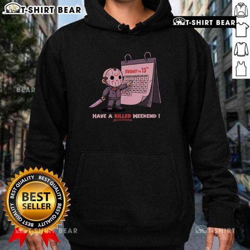 Happy Friday the 13th hoodie featuring spooky graphics, perfect for a killer weekend celebration.