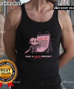 Happy Friday the 13th tank top featuring spooky graphics, perfect for a killer weekend vibe and Halloween fans.