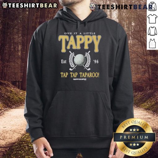 Alt Text: Happy Gilmore Give It A Little Tappy Golf Hoodie featuring a classic design for golf enthusiasts and fans.