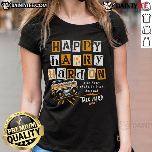 Happy Harry Hard On Ladies Tee featuring a playful design, perfect for casual wear and expressing fun personality.