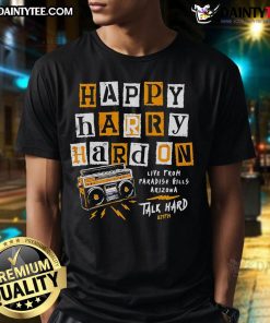 Happy Harry Hard On T-Shirt featuring a playful design with vibrant colors, perfect for casual wear and humor lovers.