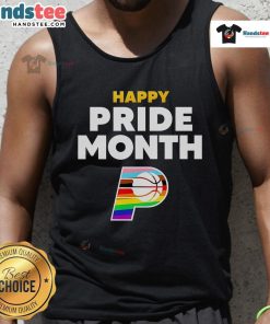 Happy Indiana Pacers Happy Pride Month 2025 logo tank top featuring vibrant colors and inclusive design. Celebrate pride!
