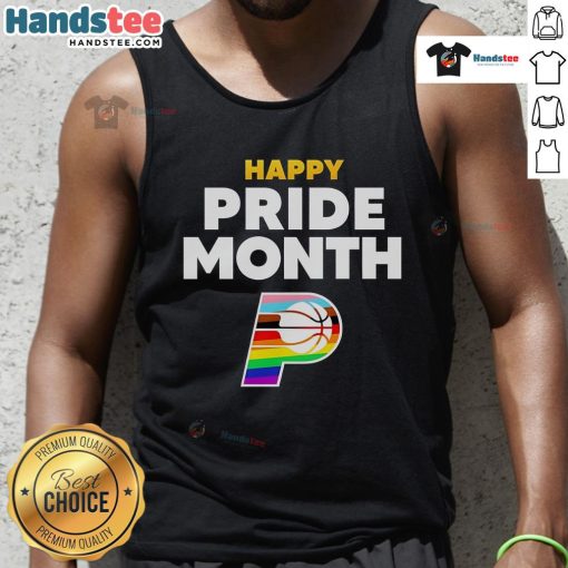 Happy Indiana Pacers Happy Pride Month 2025 logo tank top featuring vibrant colors and inclusive design. Celebrate pride!
