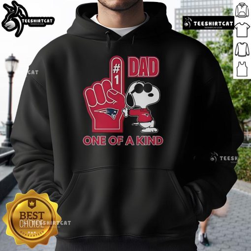 Alt Text: Unique Happy Snoopy New England Patriot 1 DAD hoodie, showcasing a fun design for proud Patriots fans.
