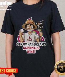 Alt Text: Happy St. Louis Cardinals tee featuring Monkey D. Luffy, perfect for fans celebrating dreams and wins.