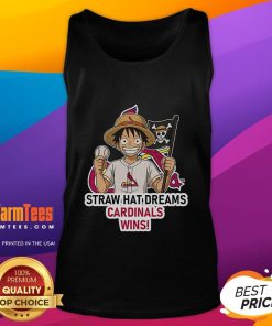 Alt Text: Happy St. Louis Cardinals tank top featuring Monkey D. Luffy from One Piece, perfect for baseball and anime fans.