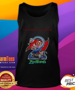Happy Tampa Bay Buccaneers Zootopia 2 tank top featuring vibrant graphics and a playful design for fans.