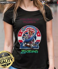 Happy Washington Wizards Zootopia 2 Ladies Tee featuring vibrant graphics and a stylish design for fans.
