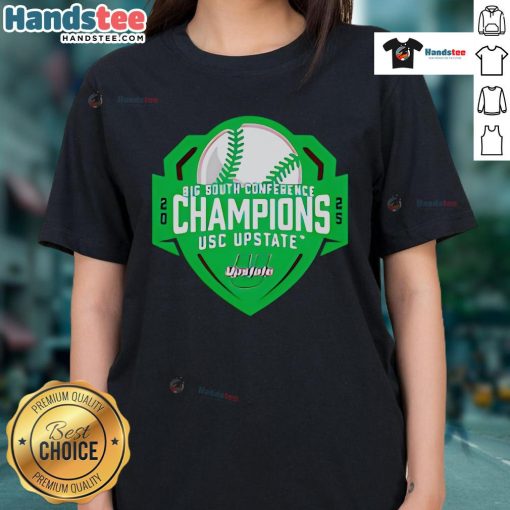 Hot 2025 Big South Conference Baseball Champs Ladies Tee featuring vibrant team graphics and a stylish design.