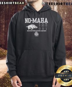 Arkansas Razorbacks hoodie celebrating the 3rd no-hitter in MCWS history, showcasing team pride and sports spirit.