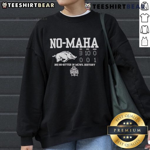 Hot Arkansas Razorbacks No Hitter sweatshirt celebrating the 3rd no-hitter in MCWS history, perfect for fans.