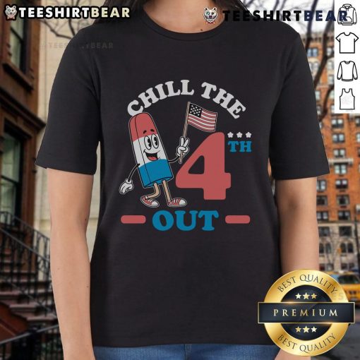Alt Text: Hot Chill The 4th Out America Ice Cream Ladies Tee featuring a fun patriotic design perfect for summer celebrations.