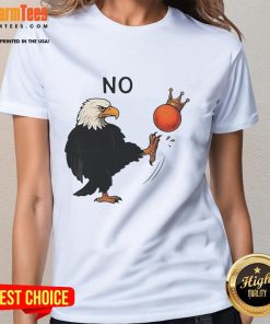 Hot Eagle No Kings Trump Ladies Tee featuring a vibrant eagle graphic and bold text, perfect for stylish, patriotic wear.