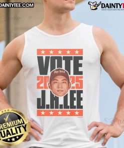 Hot Jung Ho Lee 2025 Vote Tank Top featuring bold graphics promoting civic engagement and stylish summer fashion.