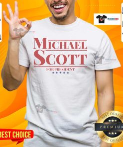 Hot Michael Scott For President T-Shirt featuring a bold graphic design inspired by The Office character Michael Scott.