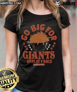 Hot MLB X Flavortown San Francisco Giants Ladies Tee featuring giant garlic fries design for baseball fans.