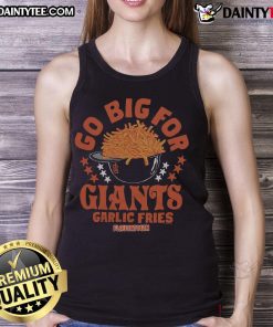 Alt Text: Hot MLB X Flavortown San Francisco Giants tank top featuring garlic fries design for baseball fans.