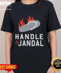 Hot Mr Vintage Handle the Jandal Ladies Tee featuring a stylish design and vibrant colors for casual summer wear.