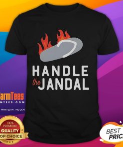 Alt Text: Hot Mr Vintage Handle The Jandal T-Shirt in vibrant colors, showcasing a fun retro design perfect for casual wear.