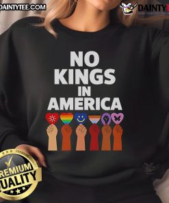 Hot No Kings in America Anti-Authoritarian Protest Trump Sweatshirt showcasing bold protest graphics and message.