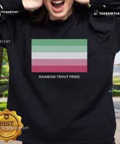 Hot Rainbow Trout Pride Flag Sweatshirt featuring vibrant colors and a stylish design for LGBTQ+ pride and fashion.