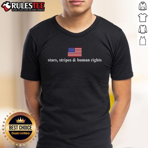 Hot Stars Stripes And Human Rights Flag T-Shirt featuring bold graphics and vibrant colors, perfect for activism and style.