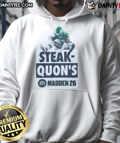 Alt Text: Stylish Hot Steak Quons Madden 26 Hoodie displayed on a hanger, perfect for gamers and fashion enthusiasts.