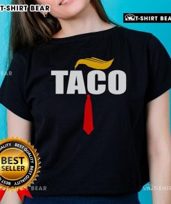 Hot Taco Trump Hair Tie Ladies Tee featuring a fun taco graphic and playful design for stylish fans of quirky apparel.