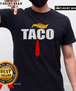 Hot Taco Trump Hair Tie T-Shirt featuring a fun graphic design of Donald Trump with taco-themed hair, perfect for casual wear.