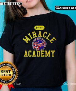 Hot WNBA Miracle Academy Indiana Fever logo on a stylish ladies tee for fans and sports enthusiasts.