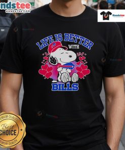 Alt Text: Cute Snoopy Life Is Better With Bills T-Shirt featuring a cheerful Snoopy graphic and vibrant colors, perfect for fans.
