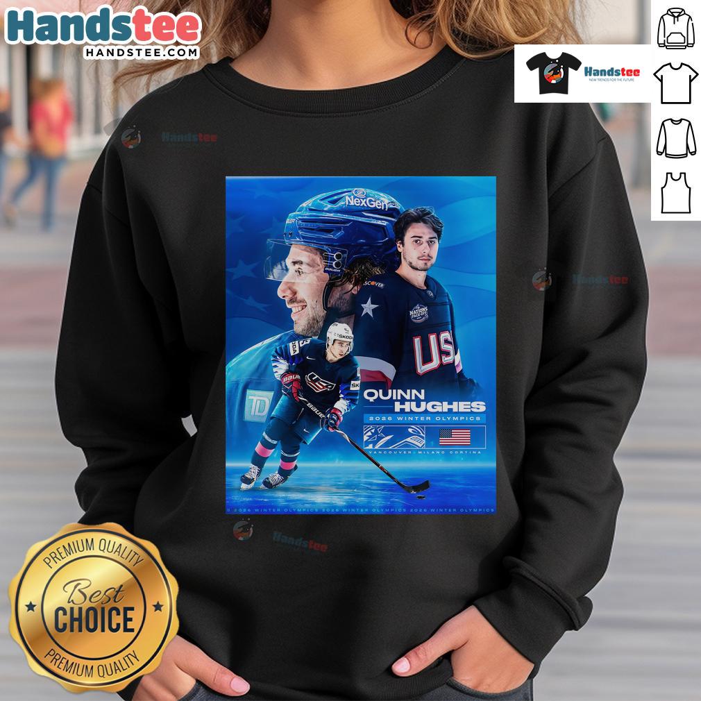 Official Quinn Hughes Usa Hockey Winter Olympics 2026 Poster Sweatshirt Official Quinn Hughes USA Hockey Winter Olympics 2026 poster sweatshirt featuring vibrant team colors and logo.