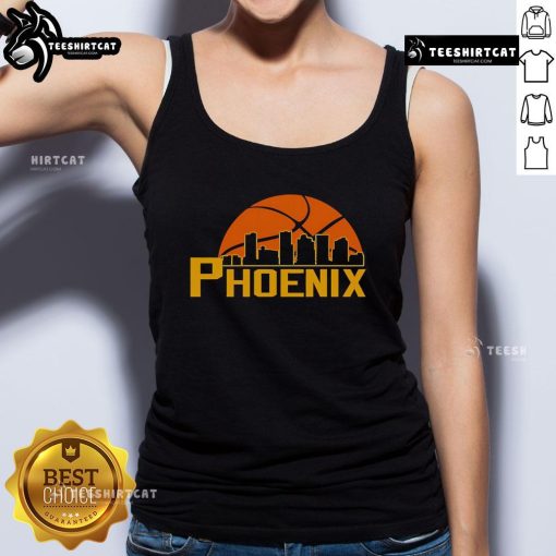 Premium Phoenix Suns cityscape skyline style 2025 tank top showcasing vibrant colors and iconic city landmarks.