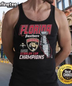 Florida Panthers 2025 NHL Stanley Cup Champions tank top showcasing team pride and vibrant colors.